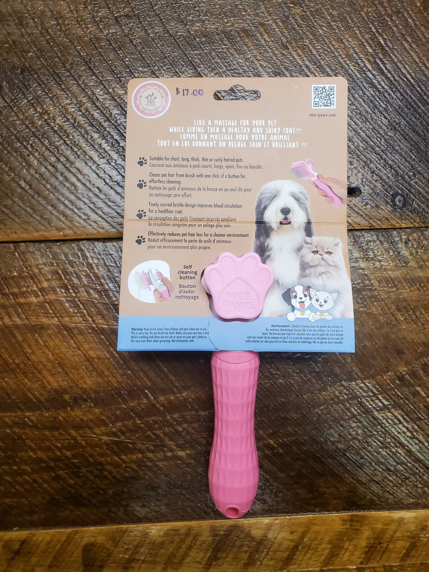 Nice Paws Self Cleaning Pet Slicker Grooming Brush