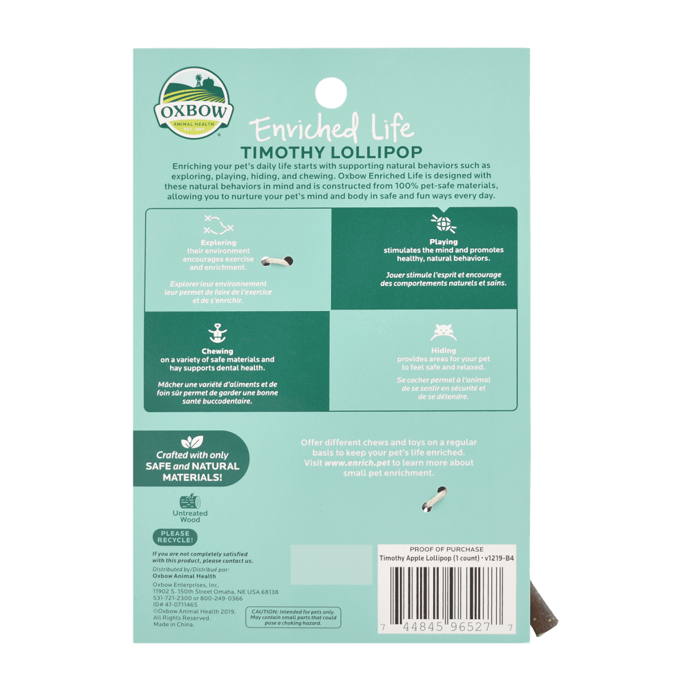 Oxbow Enriched Life – Timothy Lollipop (Apple)
