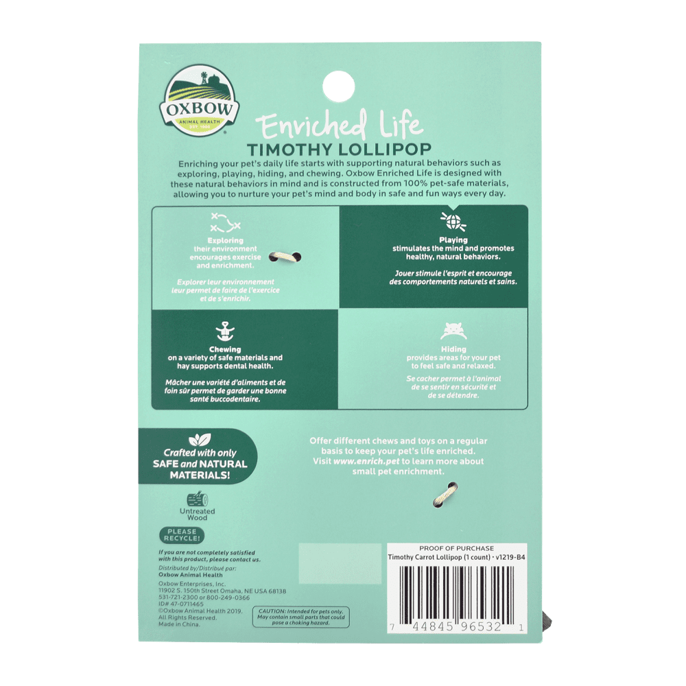 Oxbow Enriched Life – Timothy Lollipop (Carrot)