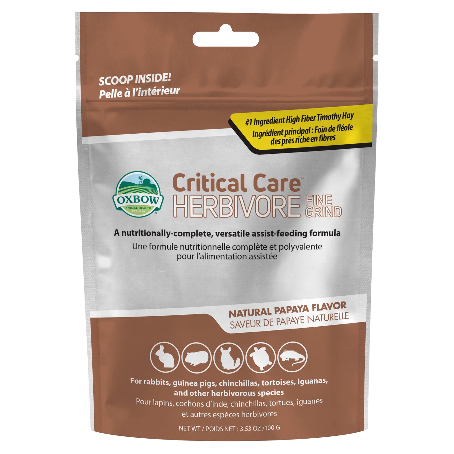 Oxbow Critical Care Herbivore Fine Grind 3.53 oz Natural Papaya Flavor