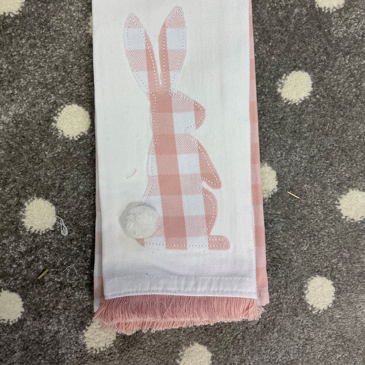 Pink Plaid Bunny Hand Towels