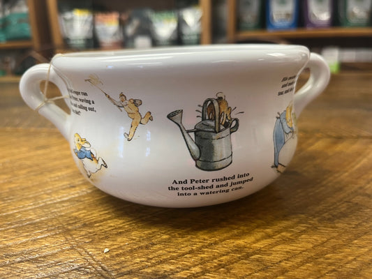 Beatrix Potter Peter Rabbit doubled handled soup cereal bowl